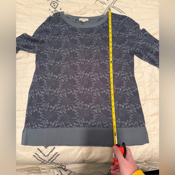 LOFT Blue Patterned Sweater - Picture 6 of 7